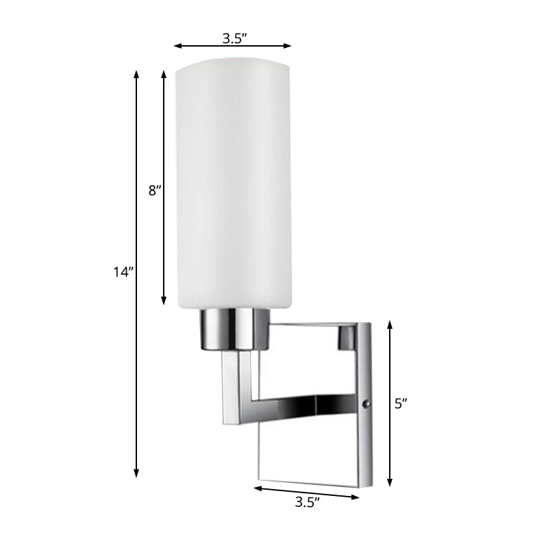Rectangular Milk Glass Wall Sconce Modernist 1 Light Chrome Wall Light Fixture for Office Clearhalo 'Cast Iron' 'Glass' 'Industrial' 'Modern wall lights' 'Modern' 'Tiffany' 'Traditional wall lights' 'Wall Lamps & Sconces' 'Wall Lights' Lighting' 130375