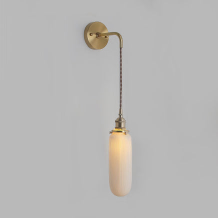 Porcelain Wall Light with Brass Lamp Socket Dining Room Foyer 5/6/8.5 Inch Wide 1 Light Modern Wall Lamp in White Brass 8.5" B Clearhalo 'Cast Iron' 'Glass' 'Industrial' 'Modern wall lights' 'Modern' 'Tiffany' 'Traditional wall lights' 'Wall Lamps & Sconces' 'Wall Lights' Lighting' 131454