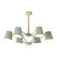 Bedroom Chandelier for Kids, Wood Hanging Fixture with Rod and Tapered Shade Macaron Style 6 Green Clearhalo 'Ceiling Lights' 'Chandeliers' Lighting' options 13194_adf34653-e811-4021-9261-437dfdd7dfb7