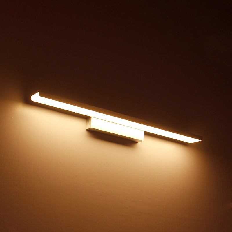 Linear Indoor Vanity Sconce Light Acrylic 16"/23.5" W LED Simple Stylish Wall Mounted Lamp in Silver/Black, Warm/White Light Clearhalo 'Cast Iron' 'Glass' 'Industrial' 'Modern wall lights' 'Modern' 'Tiffany' 'Traditional wall lights' 'Vanity Lights' 'Wall Lights' Lighting' 131980