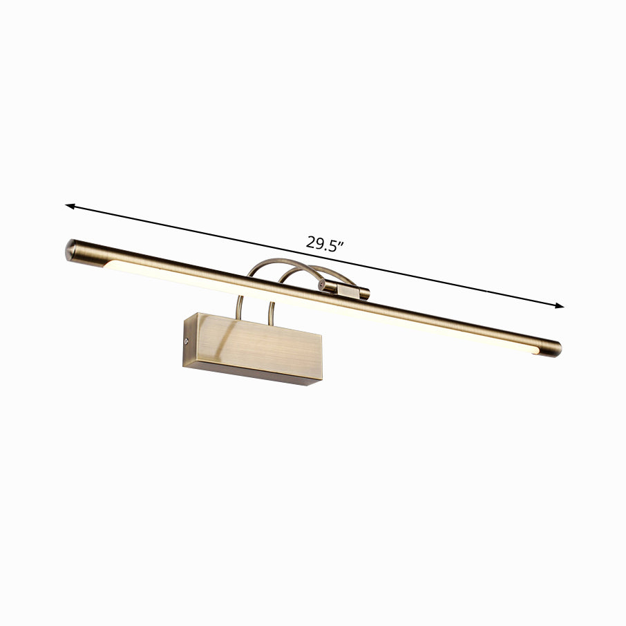 Simple Style Tube Vanity Wall Light Metal 18"/21.5" W LED Bathroom Wall Sconce in Nickel/Brushed Brass, Warm/White Lighting Clearhalo 'Cast Iron' 'Glass' 'Industrial' 'Modern wall lights' 'Modern' 'Tiffany' 'Traditional wall lights' 'Vanity Lights' 'Wall Lights' Lighting' 132000