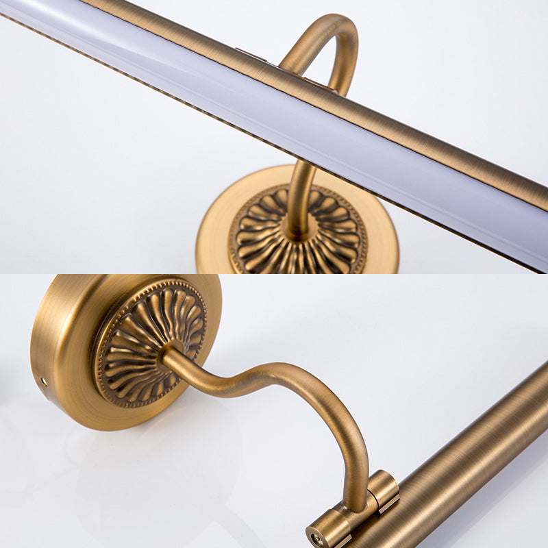 Modernist Style Tube Metal Vanity Sconce Light 18"/22" W LED Wall Mount Lamp in Weathered Copper/Brushed Brass, Warm/White Light Clearhalo 'Cast Iron' 'Glass' 'Industrial' 'Modern wall lights' 'Modern' 'Tiffany' 'Traditional wall lights' 'Vanity Lights' 'Wall Lights' Lighting' 132015