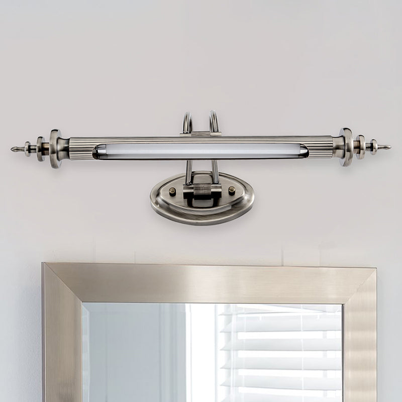 Polished Nickel Linear Vanity Wall Sconce Modern 18"/29.5" W LED Metal Wall Lighting Fixture in Warm/White Light Clearhalo 'Cast Iron' 'Glass' 'Industrial' 'Modern wall lights' 'Modern' 'Tiffany' 'Traditional wall lights' 'Vanity Lights' 'Wall Lights' Lighting' 132016