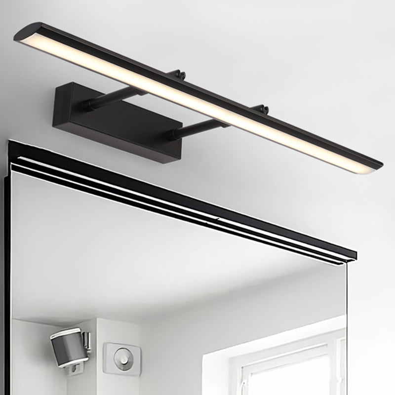 Linear Bathroom Vanity Lighting Fixture Acrylic LED Modernism Style Wall Lamp in Black/Chrome, 15"/19" Wide Black Clearhalo 'Cast Iron' 'Glass' 'Industrial' 'Modern wall lights' 'Modern' 'Tiffany' 'Traditional wall lights' 'Vanity Lights' 'Wall Lights' Lighting' 132039