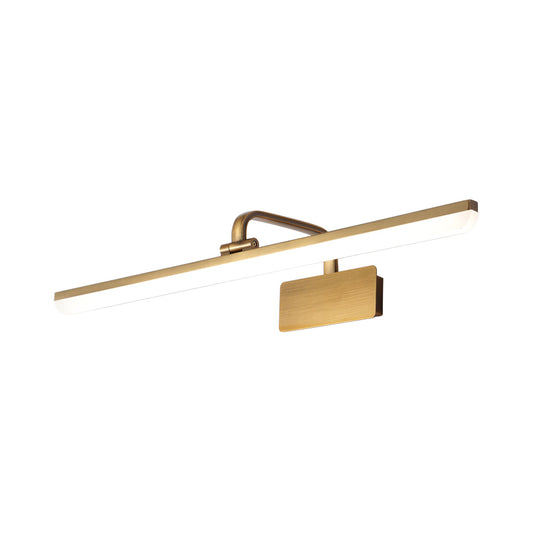 LED Indoor Wall Light with Ultra-Thin Acrylic Shade Brushed Brass Vanity Sconce Light in Warm/White Lighting, 16"/19.5" W Clearhalo 'Cast Iron' 'Glass' 'Industrial' 'Modern wall lights' 'Modern' 'Tiffany' 'Traditional wall lights' 'Vanity Lights' 'Wall Lights' Lighting' 132047