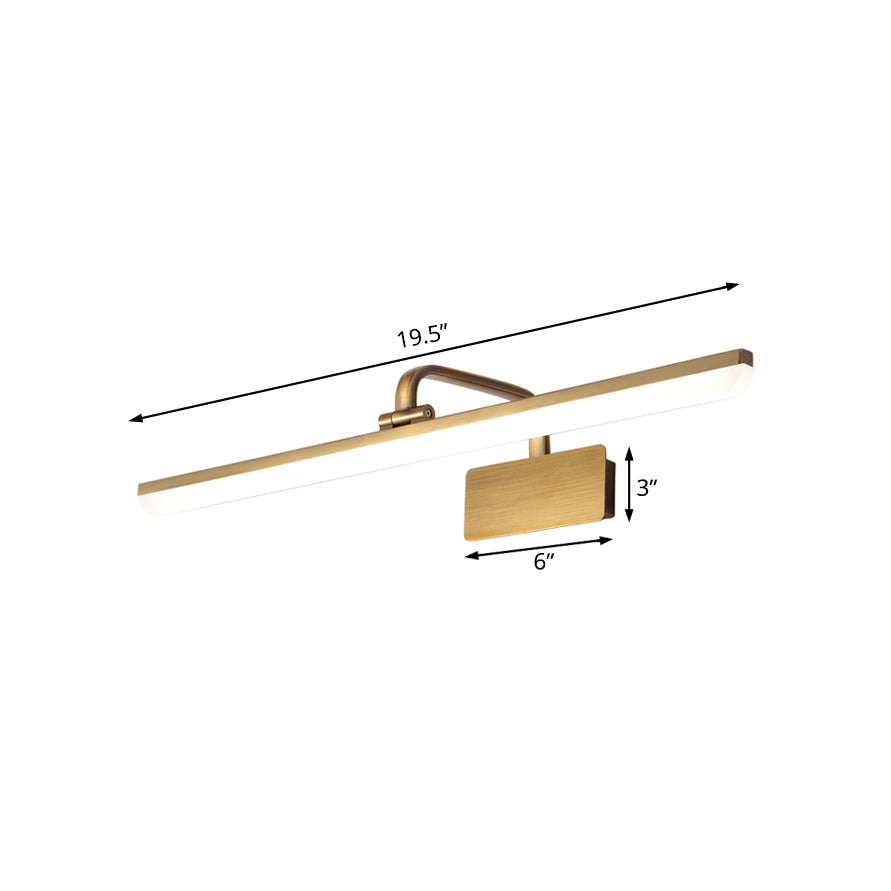 LED Indoor Wall Light with Ultra-Thin Acrylic Shade Brushed Brass Vanity Sconce Light in Warm/White Lighting, 16"/19.5" W Clearhalo 'Cast Iron' 'Glass' 'Industrial' 'Modern wall lights' 'Modern' 'Tiffany' 'Traditional wall lights' 'Vanity Lights' 'Wall Lights' Lighting' 132049