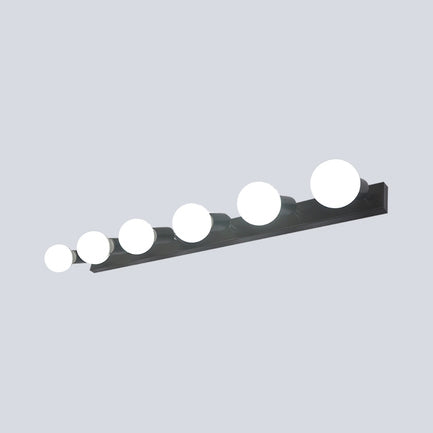 3/4 Heads Bedroom Vanity Lighting with Exposed Bulb Simple Style Metal Black/White Finish Wall Sconce Lamp 6.0 Black Clearhalo 'Cast Iron' 'Glass' 'Industrial' 'Modern wall lights' 'Modern' 'Tiffany' 'Traditional wall lights' 'Vanity Lights' 'Wall Lights' Lighting' 132089