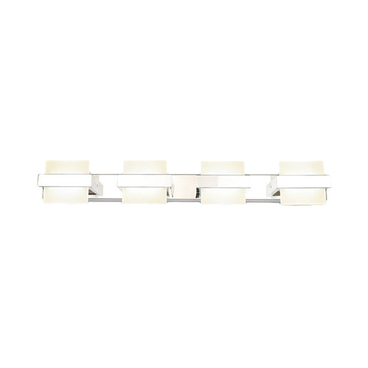 Square Vanity Wall Light Fixture Simple Acrylic LED 3/4 Lights Bathroom Mirror Lamp in White Clearhalo 'Modern wall lights' 'Modern' 'Wall Lamps & Sconces' 'Wall Lights' Lighting' 132102