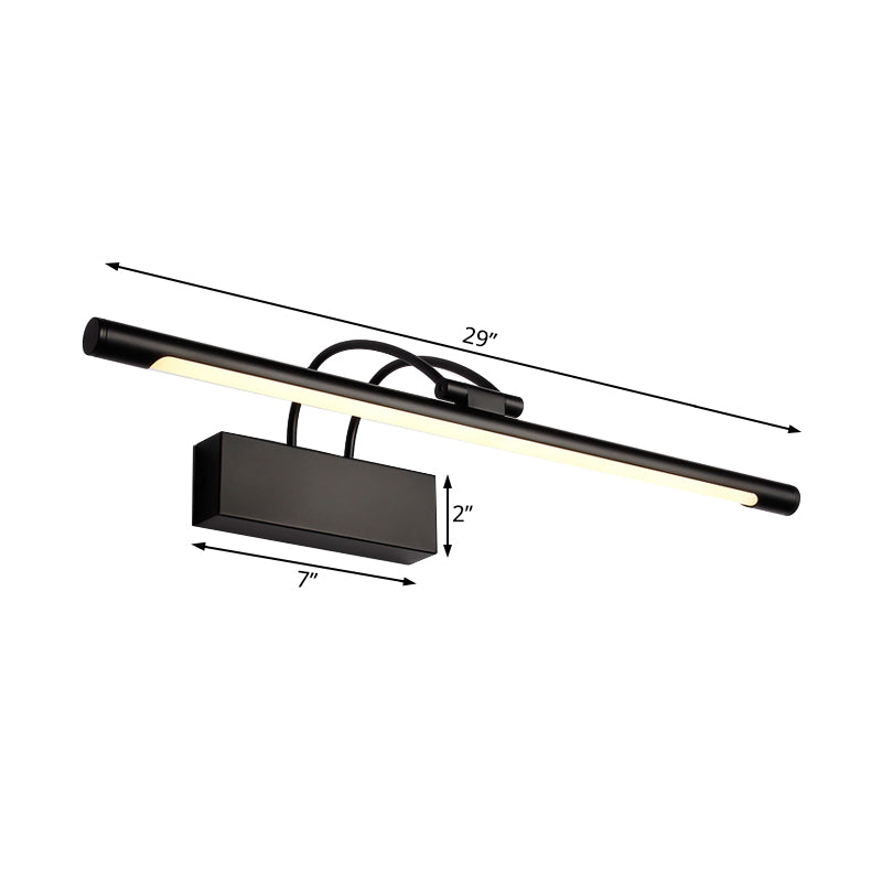 Tubular Wall Light Modern Style Metal LED Black Finish Vanity Sconce Light in Warm/White Light, 18"/21.5" W Clearhalo 'Cast Iron' 'Glass' 'Industrial' 'Modern wall lights' 'Modern' 'Tiffany' 'Traditional wall lights' 'Vanity Lights' 'Wall Lights' Lighting' 132227