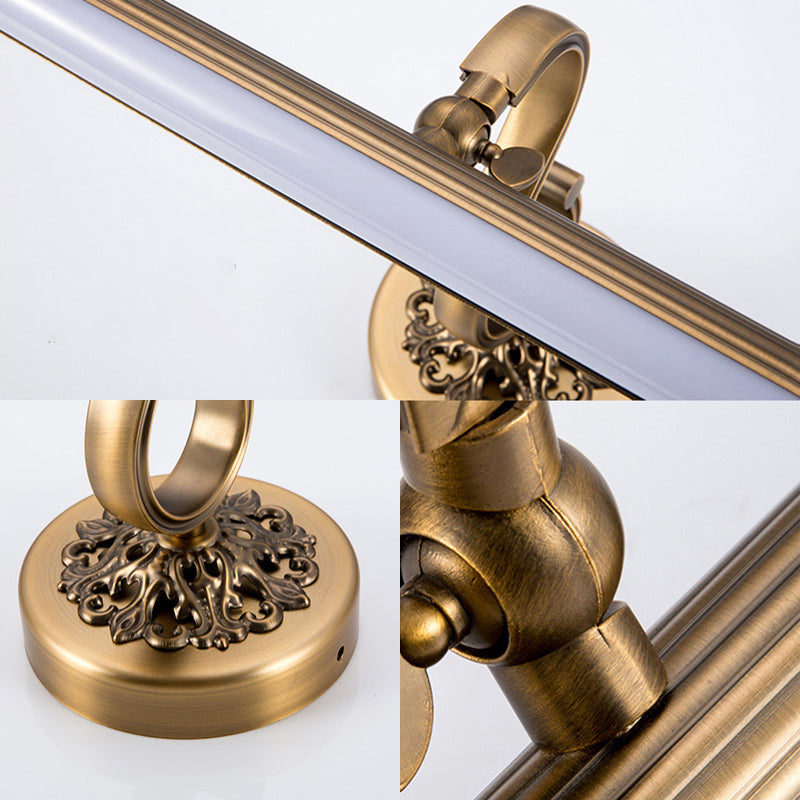 Brass Finish Tubular Wall Lamp Modernist 20"/24" Wide LED Metal Vanity Lighting in Warm/White Light over Mirror Clearhalo 'Cast Iron' 'Glass' 'Industrial' 'Modern wall lights' 'Modern' 'Tiffany' 'Traditional wall lights' 'Vanity Lights' 'Wall Lights' Lighting' 132312