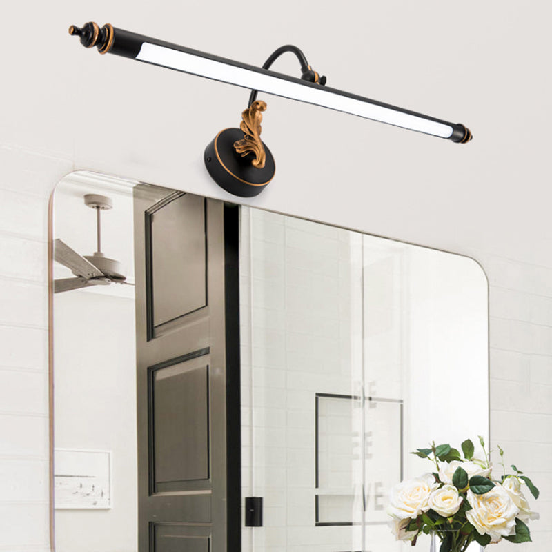 Black Tubular Vanity Lighting Modernist 19"/25" W LED Metal Wall Sconce Light in Warm/White Light for Bathroom Black Clearhalo 'Cast Iron' 'Glass' 'Industrial' 'Modern wall lights' 'Modern' 'Tiffany' 'Traditional wall lights' 'Vanity Lights' 'Wall Lights' Lighting' 132313