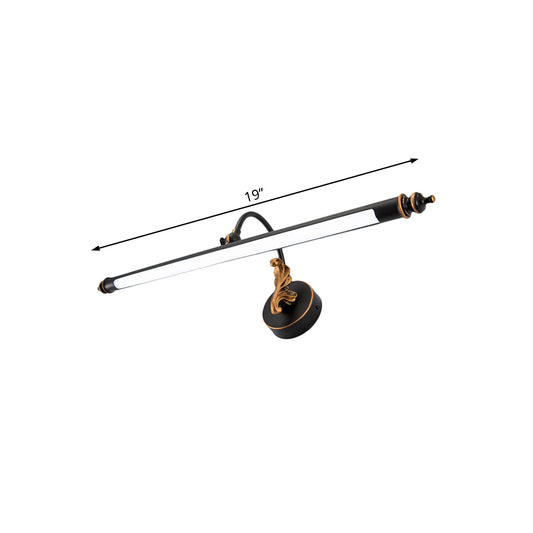 Black Tubular Vanity Lighting Modernist 19"/25" W LED Metal Wall Sconce Light in Warm/White Light for Bathroom Clearhalo 'Cast Iron' 'Glass' 'Industrial' 'Modern wall lights' 'Modern' 'Tiffany' 'Traditional wall lights' 'Vanity Lights' 'Wall Lights' Lighting' 132316