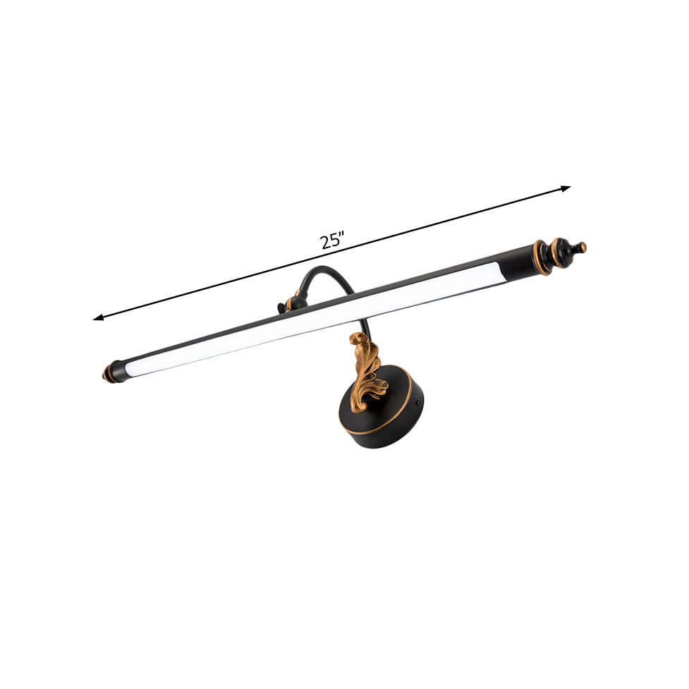 Black Tubular Vanity Lighting Modernist 19"/25" W LED Metal Wall Sconce Light in Warm/White Light for Bathroom Clearhalo 'Cast Iron' 'Glass' 'Industrial' 'Modern wall lights' 'Modern' 'Tiffany' 'Traditional wall lights' 'Vanity Lights' 'Wall Lights' Lighting' 132317