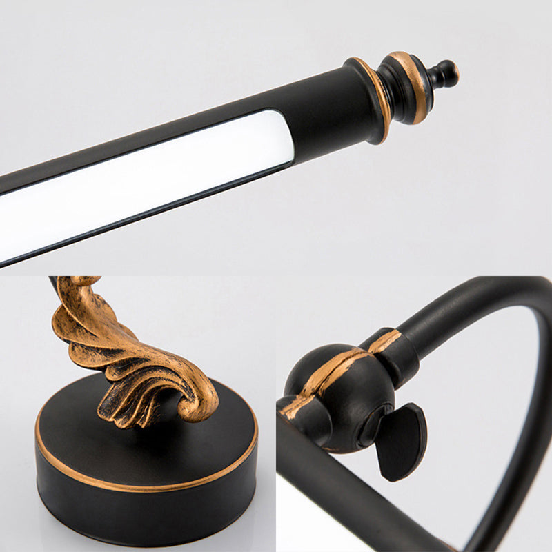 Black Tubular Vanity Lighting Modernist 19"/25" W LED Metal Wall Sconce Light in Warm/White Light for Bathroom Clearhalo 'Cast Iron' 'Glass' 'Industrial' 'Modern wall lights' 'Modern' 'Tiffany' 'Traditional wall lights' 'Vanity Lights' 'Wall Lights' Lighting' 132319