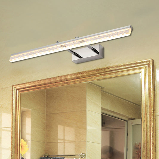 16"/23.5"/31.5" Wide Crystal Linear Wall Light Modern Chrome Adjustable Vanity Wall Sconce in Warm/White Light for Bathroom Clearhalo 'Cast Iron' 'Glass' 'Industrial' 'Modern wall lights' 'Modern' 'Tiffany' 'Traditional wall lights' 'Vanity Lights' 'Wall Lights' Lighting' 132357