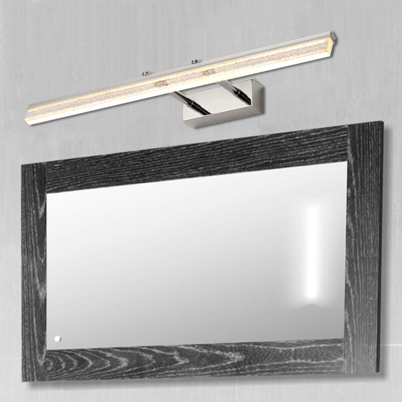 16"/23.5"/31.5" Wide Crystal Linear Wall Light Modern Chrome Adjustable Vanity Wall Sconce in Warm/White Light for Bathroom Clearhalo 'Cast Iron' 'Glass' 'Industrial' 'Modern wall lights' 'Modern' 'Tiffany' 'Traditional wall lights' 'Vanity Lights' 'Wall Lights' Lighting' 132358