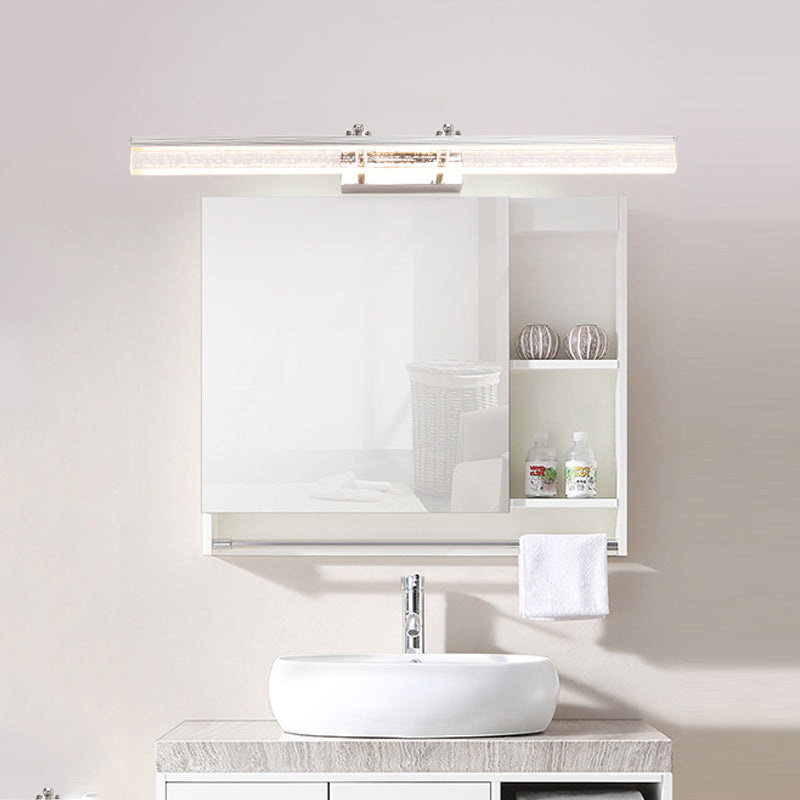 16"/23.5"/31.5" Wide Crystal Linear Wall Light Modern Chrome Adjustable Vanity Wall Sconce in Warm/White Light for Bathroom Clearhalo 'Cast Iron' 'Glass' 'Industrial' 'Modern wall lights' 'Modern' 'Tiffany' 'Traditional wall lights' 'Vanity Lights' 'Wall Lights' Lighting' 132359