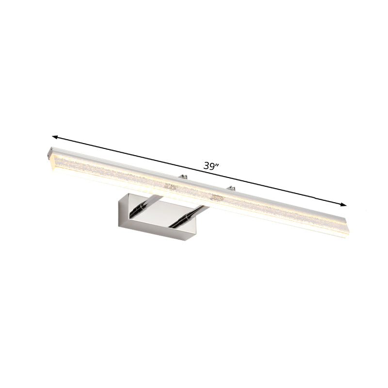 16"/23.5"/31.5" Wide Crystal Linear Wall Light Modern Chrome Adjustable Vanity Wall Sconce in Warm/White Light for Bathroom Clearhalo 'Cast Iron' 'Glass' 'Industrial' 'Modern wall lights' 'Modern' 'Tiffany' 'Traditional wall lights' 'Vanity Lights' 'Wall Lights' Lighting' 132366