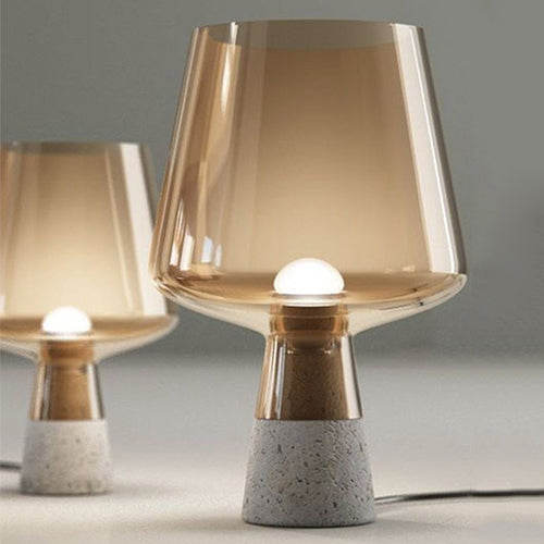 Open-Top Table Lamp Modern Grey/Brown/Clear Glass 1 Light Reading Night Table Light with Cement Base, 8"/10" Wide Clearhalo 'Lamps' 'Table Lamps' Lighting' 133724