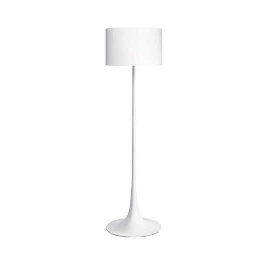 Black/White Drum Shade Floor Lamp Modern Style 1 Light Aluminum Floor Light for Living Room, 12"/16" Width Clearhalo 'Floor Lamps' 'Lamps' Lighting' 134955