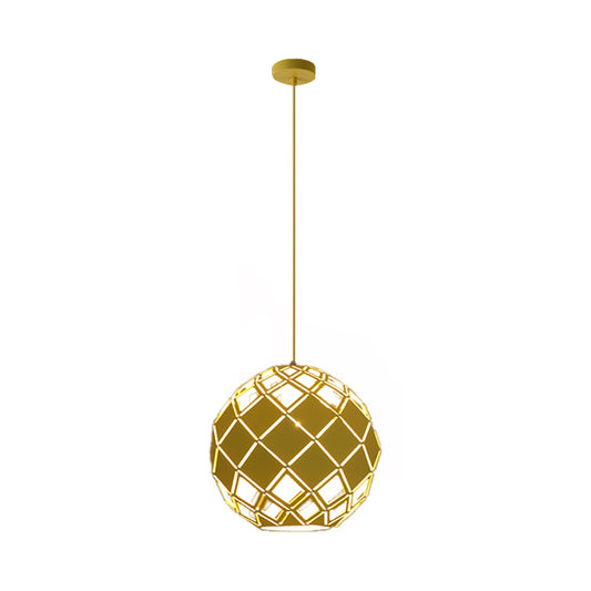 Hollow Globe Shade Pendant Light Nordic Metal 1 Light Blue/Red/Yellow Ceiling Lamp for Study Room Clearhalo 'Ceiling Lights' 'Modern Pendants' 'Modern' 'Pendant Lights' 'Pendants' Lighting' 135204