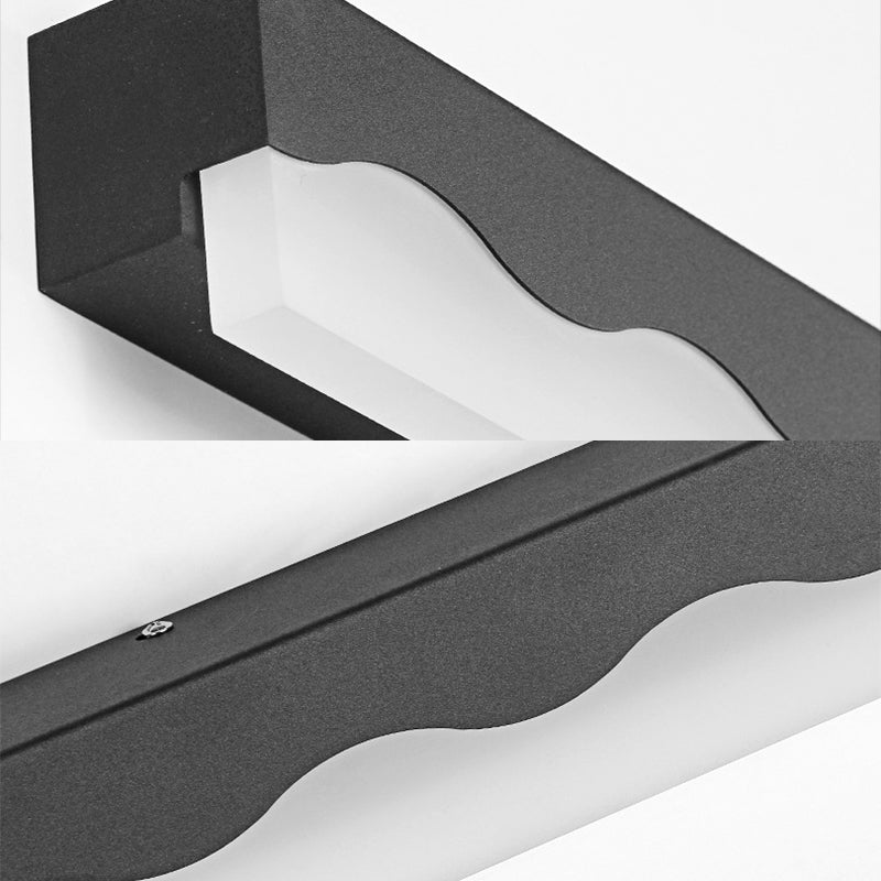 Metal Wave Design Vanity Light Fixture Modern Stylish LED Black/White Wall Mounted Lamp in Warm/White Light, 16"/23.5" W Clearhalo 'Cast Iron' 'Glass' 'Industrial' 'Modern wall lights' 'Modern' 'Tiffany' 'Traditional wall lights' 'Vanity Lights' 'Wall Lights' Lighting' 135280