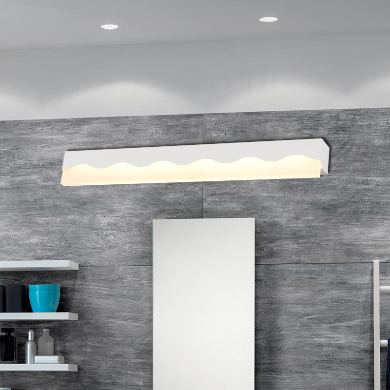 Metal Wave Design Vanity Light Fixture Modern Stylish LED Black/White Wall Mounted Lamp in Warm/White Light, 16"/23.5" W Clearhalo 'Cast Iron' 'Glass' 'Industrial' 'Modern wall lights' 'Modern' 'Tiffany' 'Traditional wall lights' 'Vanity Lights' 'Wall Lights' Lighting' 135283