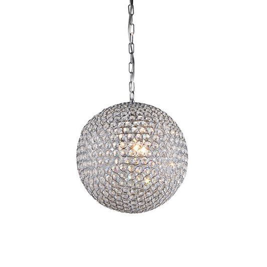 1/3/4/5-Light Bedroom Chandelier with Orb Crystal Shade Silver LED Pendant Lamp, 6"/8"/12" Diameter Clearhalo 'Ceiling Lights' 'Chandeliers' 'Modern Chandeliers' 'Modern' Lighting' 135298