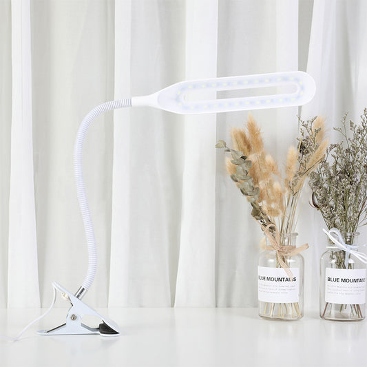 Black/White Oblong Shade LED Clip-on Desk Light Eye-Caring Plug-In Desk Light for Reading White Clearhalo 'Desk Lamps' 'Lamps' Lighting' 135449