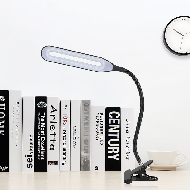 Black/White Oblong Shade LED Clip-on Desk Light Eye-Caring Plug-In Desk Light for Reading Clearhalo 'Desk Lamps' 'Lamps' Lighting' 135453