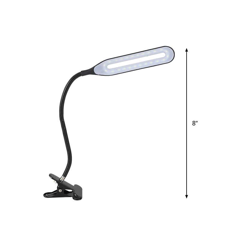 Black/White Oblong Shade LED Clip-on Desk Light Eye-Caring Plug-In Desk Light for Reading Clearhalo 'Desk Lamps' 'Lamps' Lighting' 135455