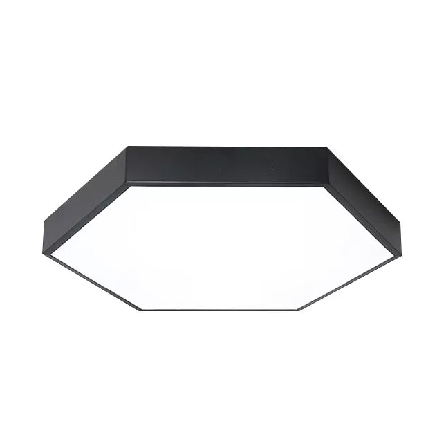 Child Bedroom LED Ceiling Light Modern Macaron Flush Mount Lighting with Hexagon Shade Black Clearhalo 'Ceiling Lights' 'Close To Ceiling Lights' 'Close to ceiling' 'Flush mount' Lighting' 13555