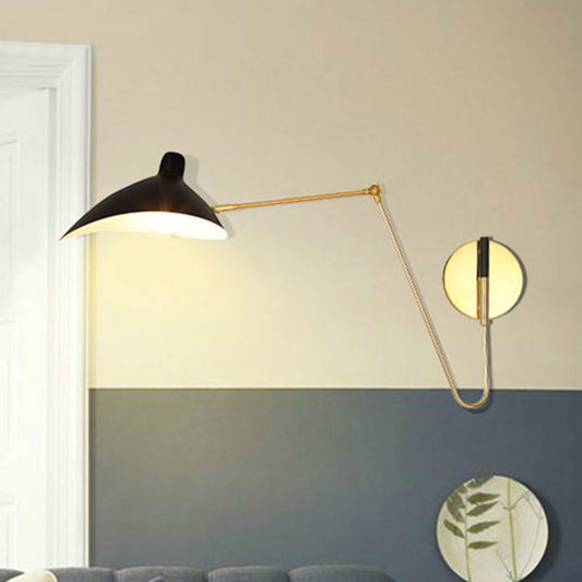 Metallic Duckbill Shade Wall Lamp Modern Style 1 Head Black Finish Sconce Lighting with Straight/Curved Arm Clearhalo 'Cast Iron' 'Glass' 'Industrial' 'Modern wall lights' 'Modern' 'Tiffany' 'Traditional wall lights' 'Wall Lamps & Sconces' 'Wall Lights' Lighting' 135622