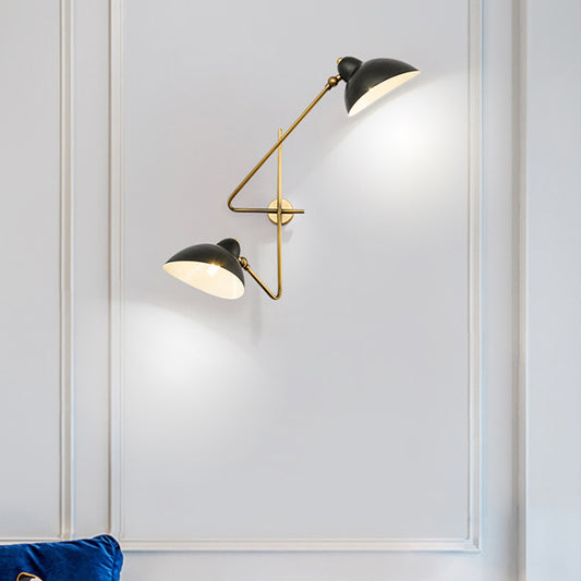 Metal Duckbill Wall Sconce Lamp Modernism Style 2 Lights Wall Light Fixture in Black for Living Room Black Clearhalo 'Cast Iron' 'Glass' 'Industrial' 'Modern wall lights' 'Modern' 'Tiffany' 'Traditional wall lights' 'Wall Lamps & Sconces' 'Wall Lights' Lighting' 135671
