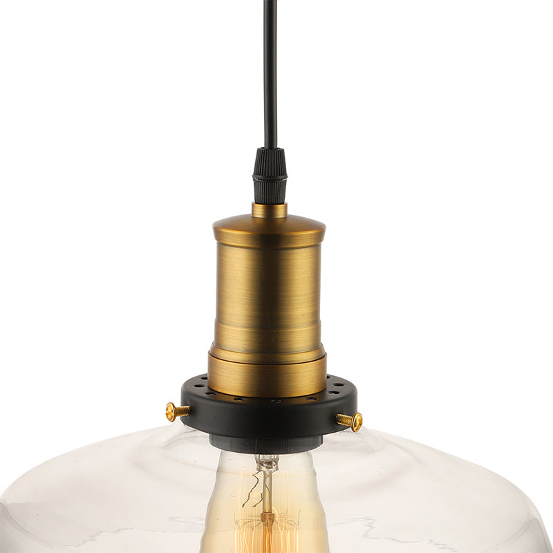 Bronze/Brass 1 Light Pendant Ceiling Light Antique Clear Glass Barn Hanging Lamp for Dining Room Clearhalo 'Ceiling Lights' 'Glass shade' 'Glass' 'Industrial Pendants' 'Industrial' 'Middle Century Pendants' 'Pendant Lights' 'Pendants' 'Tiffany' Lighting' 135899