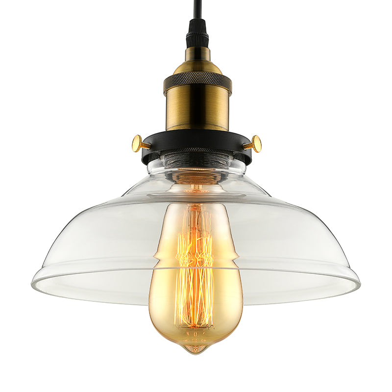 Barn Pendant Light Industrial 1 Light 8"/10"/12" Wide Prismatic Glass Hanging Lamp in Clear Clearhalo 'Ceiling Lights' 'Close To Ceiling Lights' 'Glass shade' 'Glass' 'Industrial Pendants' 'Industrial' 'Middle Century Pendants' 'Pendant Lights' 'Pendants' 'Tiffany' Lighting' 135906