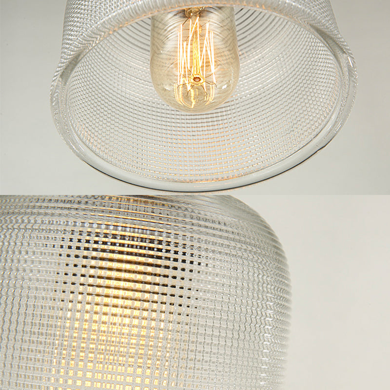 Single Light Dome Pendant Lighting Fixture Industrial Brass Prismatic Glass Hanging Ceiling Light in Red/Bronze/Blue Clearhalo 'Ceiling Lights' 'Glass shade' 'Glass' 'Industrial Pendants' 'Industrial' 'Middle Century Pendants' 'Pendant Lights' 'Pendants' 'Tiffany' Lighting' 135927