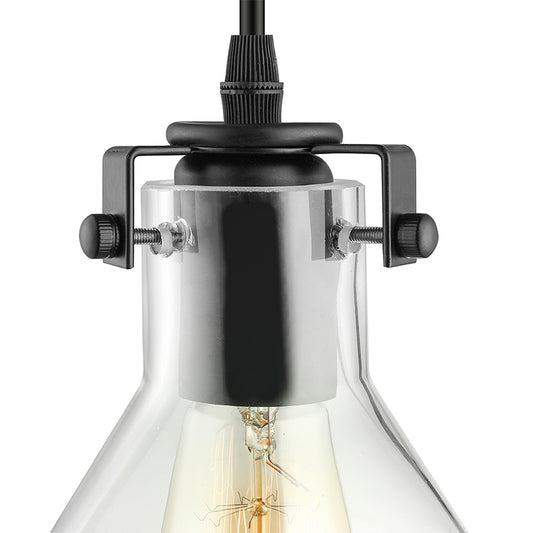 1 Light Cone Pendant Lighting Industrial Black Clear Glass Hanging Light Fixture for Living Room Clearhalo 'Ceiling Lights' 'Glass shade' 'Glass' 'Industrial Pendants' 'Industrial' 'Middle Century Pendants' 'Pendant Lights' 'Pendants' 'Tiffany' Lighting' 136126