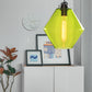 Single Light Diamond Shade Ceiling Pendant Light Vintage Black Orange/Blue/Green Glass Hanging Lamp Clearhalo 'Ceiling Lights' 'Close To Ceiling Lights' 'Glass shade' 'Glass' 'Industrial Pendants' 'Industrial' 'Middle Century Pendants' 'Pendant Lights' 'Pendants' 'Tiffany' Lighting' 136172