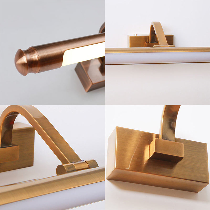 Contemporary Style LED Vanity Light with Metal Shade Gold Finish Tubed Wall Sconce Fixture for Kitchen, 20.5"/26" W Clearhalo 'Cast Iron' 'Glass' 'Industrial' 'Modern wall lights' 'Modern' 'Tiffany' 'Traditional wall lights' 'Vanity Lights' 'Wall Lights' Lighting' 136260