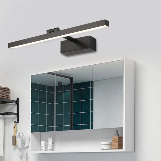 Simplistic Style Rectangle Aluminum Wall Lamp 16"/19.5" W LED Vanity Mirror Light in Black/White for Bathroom Clearhalo 'Cast Iron' 'Glass' 'Industrial' 'Modern wall lights' 'Modern' 'Tiffany' 'Traditional wall lights' 'Vanity Lights' 'Wall Lights' Lighting' 136263
