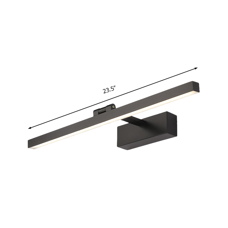Simplistic Style Rectangle Aluminum Wall Lamp 16"/19.5" W LED Vanity Mirror Light in Black/White for Bathroom Clearhalo 'Cast Iron' 'Glass' 'Industrial' 'Modern wall lights' 'Modern' 'Tiffany' 'Traditional wall lights' 'Vanity Lights' 'Wall Lights' Lighting' 136271