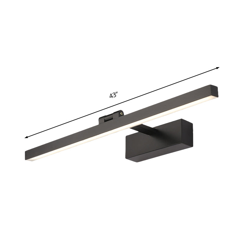 Simplistic Style Rectangle Aluminum Wall Lamp 16"/19.5" W LED Vanity Mirror Light in Black/White for Bathroom Clearhalo 'Cast Iron' 'Glass' 'Industrial' 'Modern wall lights' 'Modern' 'Tiffany' 'Traditional wall lights' 'Vanity Lights' 'Wall Lights' Lighting' 136274
