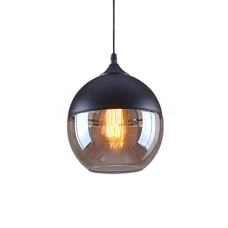 Cylinder Pendant Lighting Industrial 1 Light Brown Glass Hanging Ceiling Light in Black, 5"/7"/8" Wide Clearhalo 'Ceiling Lights' 'Glass shade' 'Glass' 'Industrial Pendants' 'Industrial' 'Middle Century Pendants' 'Pendant Lights' 'Pendants' 'Tiffany' Lighting' 136290