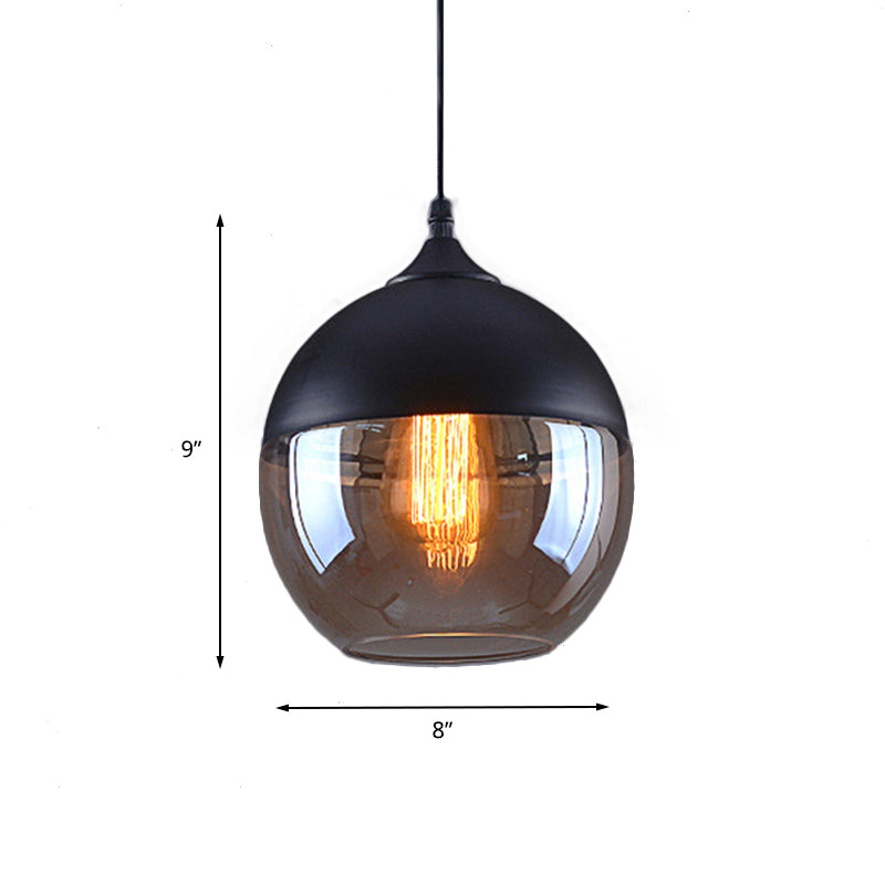 Cylinder Pendant Lighting Industrial 1 Light Brown Glass Hanging Ceiling Light in Black, 5"/7"/8" Wide Clearhalo 'Ceiling Lights' 'Glass shade' 'Glass' 'Industrial Pendants' 'Industrial' 'Middle Century Pendants' 'Pendant Lights' 'Pendants' 'Tiffany' Lighting' 136291