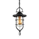 1 Light Cone Ceiling Pendant Light Vintage Black/Rust Clear Glass Hanging Lamp for Living Room with Cage Clearhalo 'Ceiling Lights' 'Glass shade' 'Glass' 'Industrial Pendants' 'Industrial' 'Middle Century Pendants' 'Pendant Lights' 'Pendants' 'Tiffany' Lighting' 136318