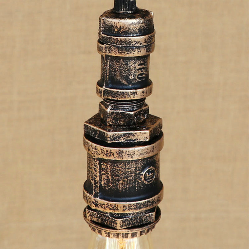 1 Light Bare Bulb Hanging Light Rustic Style Black/Silver Wrought Iron Ceiling Fixture with Pipe for Bathroom Clearhalo 'Art Deco Pendants' 'Black' 'Cast Iron' 'Ceiling Lights' 'Ceramic' 'Crystal' 'Industrial Pendants' 'Industrial' 'Metal' 'Middle Century Pendants' 'Pendant Lights' 'Pendants' 'Rustic Pendants' 'Tiffany' Lighting' 136386