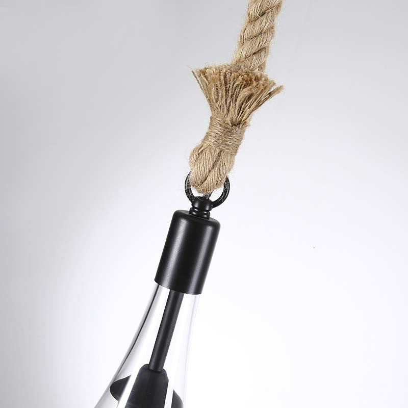 Clear Glass Urn/Trapezoid Pendant Lighting Industrial Style 1 Light Bedroom Hanging Light Fixture with Adjustable Rope Clearhalo 'Ceiling Lights' 'Glass shade' 'Glass' 'Industrial Pendants' 'Industrial' 'Middle Century Pendants' 'Pendant Lights' 'Pendants' 'Tiffany' Lighting' 136702