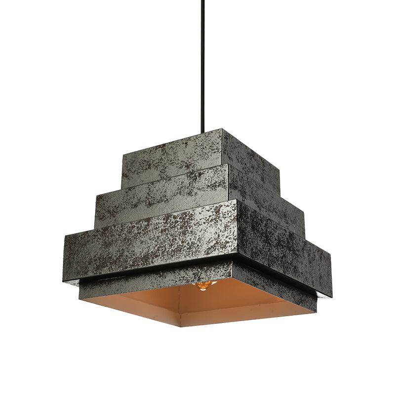 Square/Trapezoid/Set of 4 Metal Pendant Light Antique Style 1 Light Restaurant Hanging Lamp with Adjustable Cord in Aged Black Clearhalo 'Art Deco Pendants' 'Black' 'Cast Iron' 'Ceiling Lights' 'Ceramic' 'Crystal' 'Industrial Pendants' 'Industrial' 'Metal' 'Middle Century Pendants' 'Modern Pendants' 'Modern' 'Pendant Lights' 'Pendants' 'Rustic Pendants' 'Tiffany' Lighting' 136733