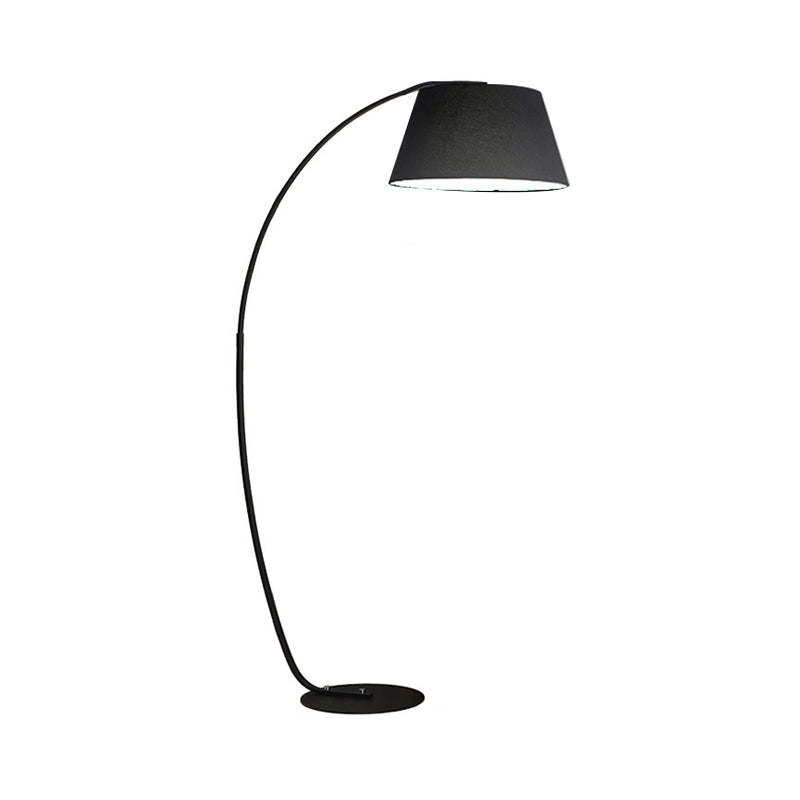 Contemporary Tapered Floor Lamp Fabric LED Standing Light in White/Black with Arc Arm Clearhalo 'Floor Lamps' 'Lamps' Lighting' 136772